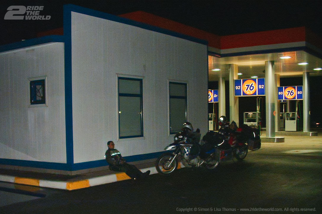 sleeping gas station